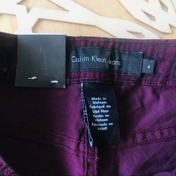 Calvin Klein corduroy animal print Purple and black Skinny Slim Jean pants 4 - Picture 8 of 13